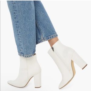 JustFab Rosamund Block Heeled Bootie in White
